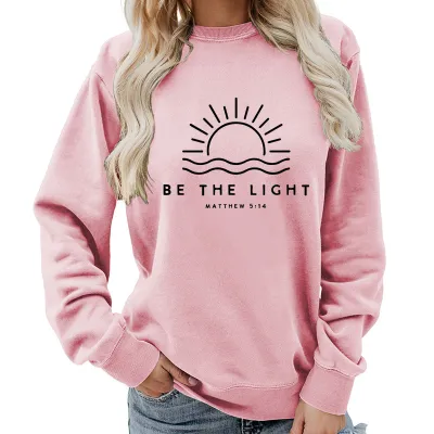 Women Casual Printed Street Hipster Cotton Blend Loose Fit Pullover Sweatshirt