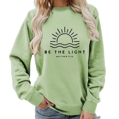 Women Casual Printed Street Hipster Cotton Blend Loose Fit Pullover Sweatshirt