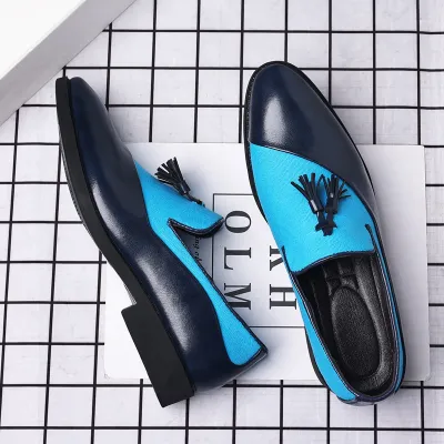 Men Fashion Contrast Color Business Leather Shoes Ankle Boots Pointed Toe PU Rubber