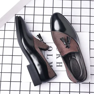 Men Fashion Contrast Color Business Leather Shoes Ankle Boots Pointed Toe PU Rubber