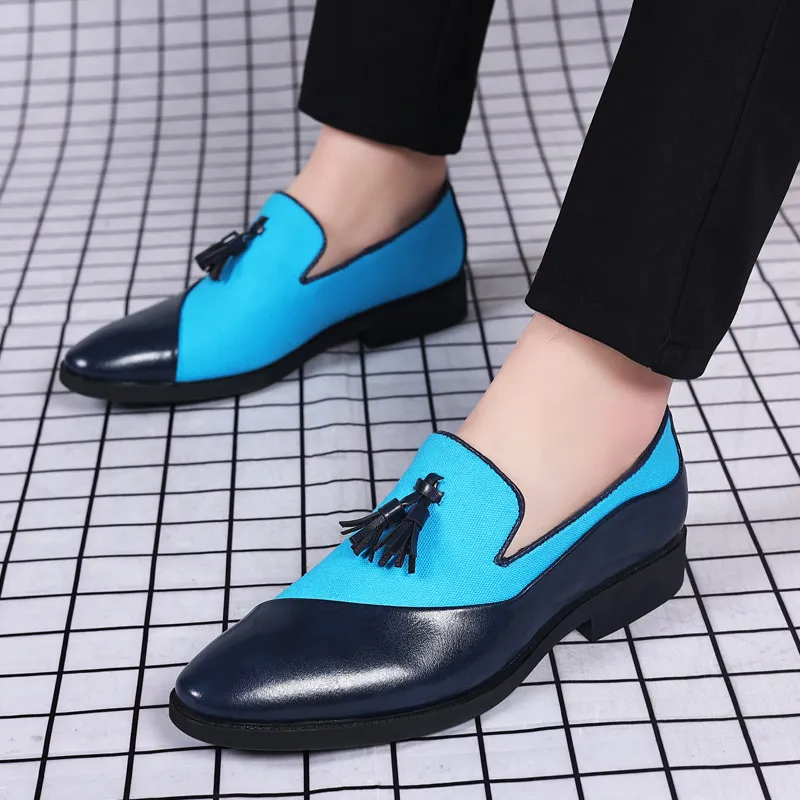 Men Fashion Contrast Color Business Leather Shoes Ankle Boots Pointed Toe PU Rubber