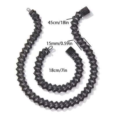 Fashion Hip Hop Zinc Alloy Full Rhinestone Necklace Set