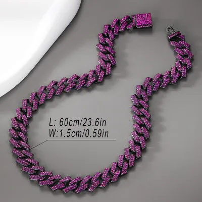 Fashion Hip Hop Zinc Alloy Full Rhinestone Necklace Set
