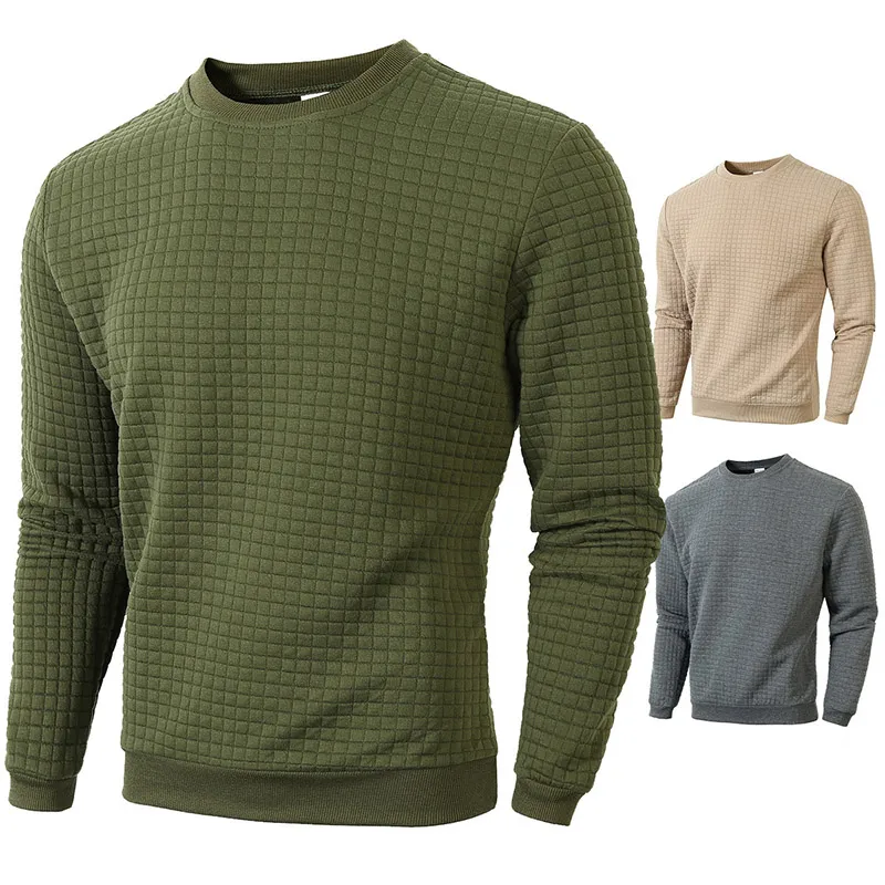Men Casual Basic Slim-Fit Crewneck Long-Sleeved Solid Color Distinctive Sweatshirt