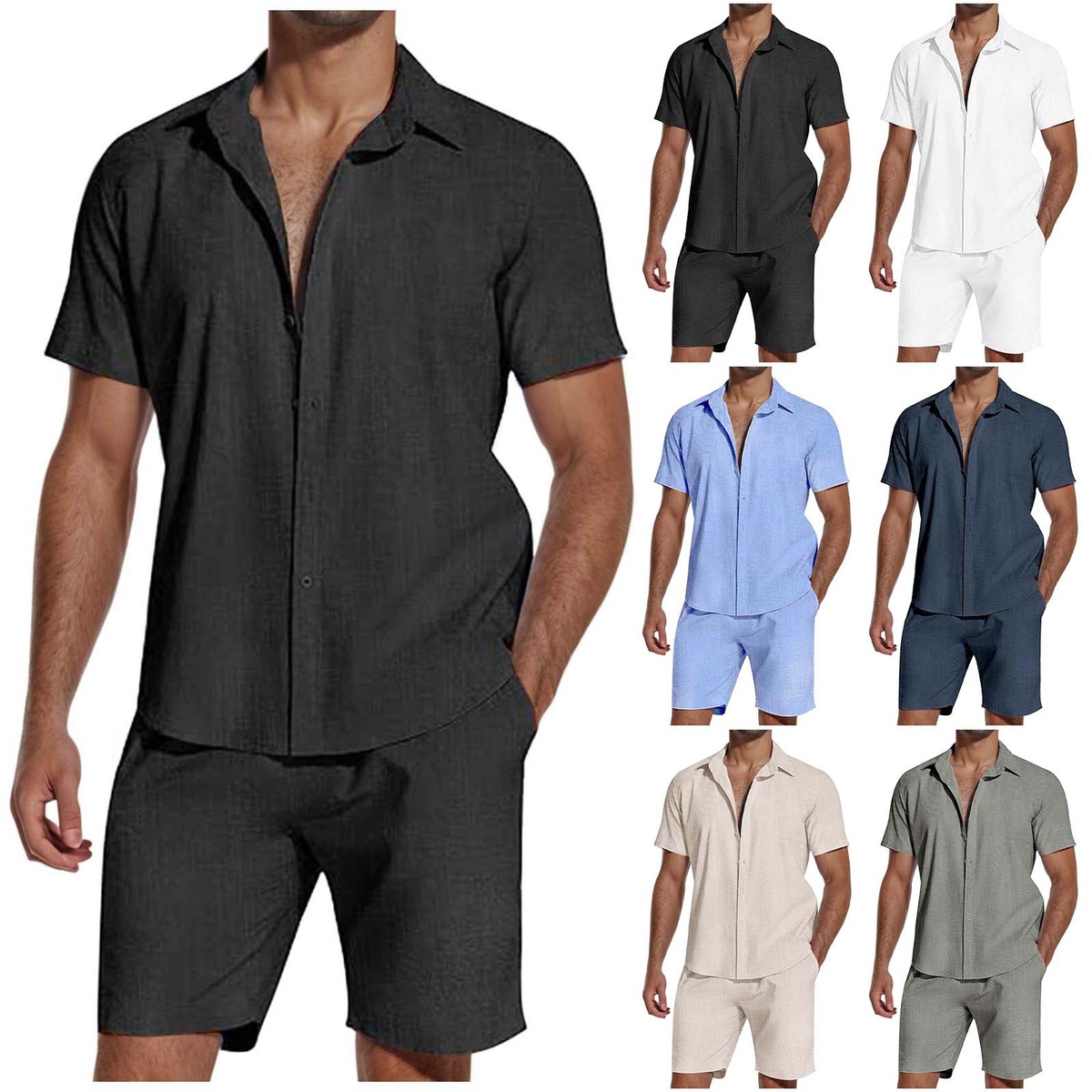 【INCHANT ME】Weekend Linen Shirt Shorts Set Boxy Linen Shirt And Short Set | boohooMAN USA