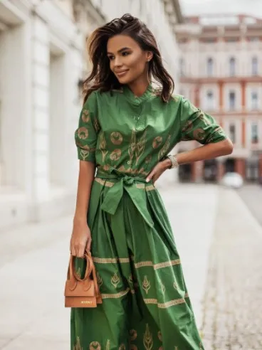 Women Casual Linen Lace-Up Dress Retro Style High Waist Maxi
