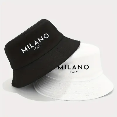 Fashion Cotton Thickened Letter Embroidery Double-Sided Bucket Hat