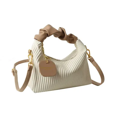 Women Fashion Casual Solid Color Vertical Stripe Small Square PU Shoulder Bag