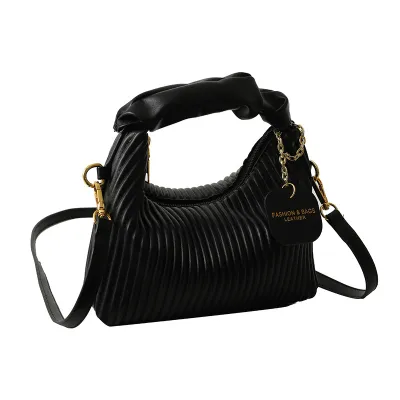 Women Fashion Casual Solid Color Vertical Stripe Small Square PU Shoulder Bag