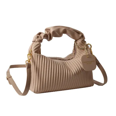 Women Fashion Casual Solid Color Vertical Stripe Small Square PU Shoulder Bag