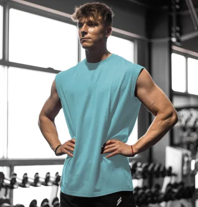 Men Casual Solid Color Breathable Loose Sports Tank Top
