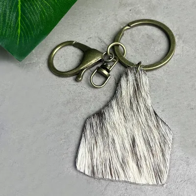 Fashion Western Leopard Cow Mix Color Leather Keychain Pendant