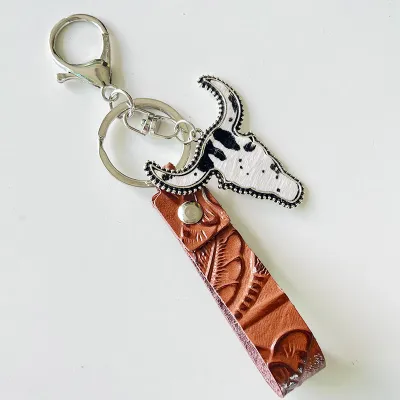 Fashion Casual Western Multicolor Bull Head Shaped Keychain Pendant