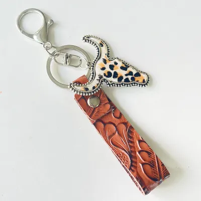 Fashion Casual Western Multicolor Bull Head Shaped Keychain Pendant
