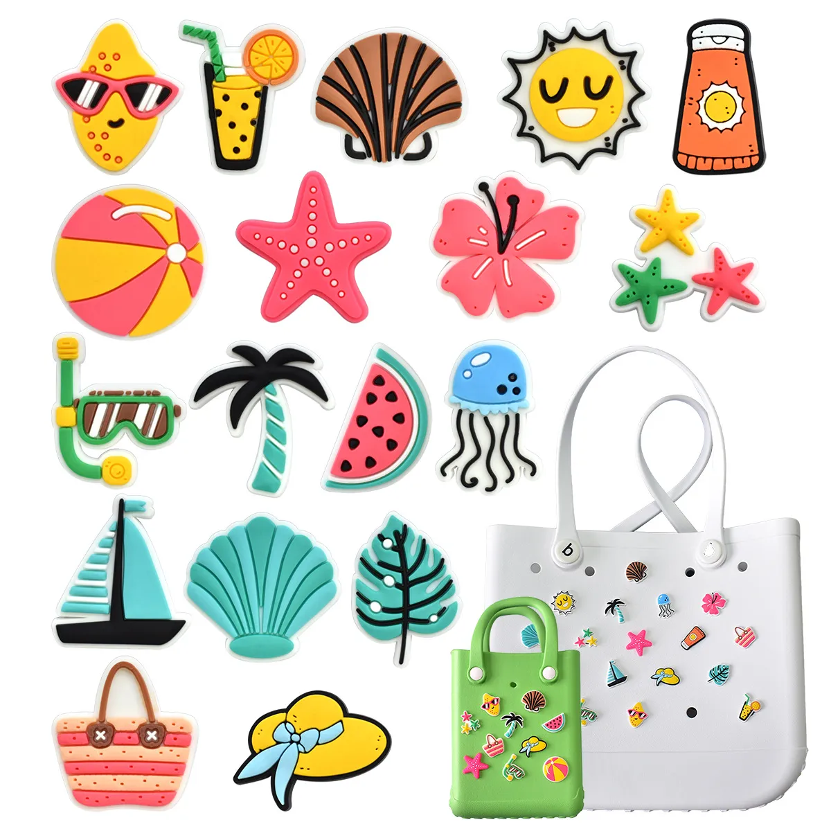 Cartoon Summer Series Hat Coconut Tree PVC Soft Glue Hole Bag DIY Accessories