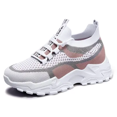 Women Fashion Casual Woven Breathable Mesh Soft Sole Platform Sneakers