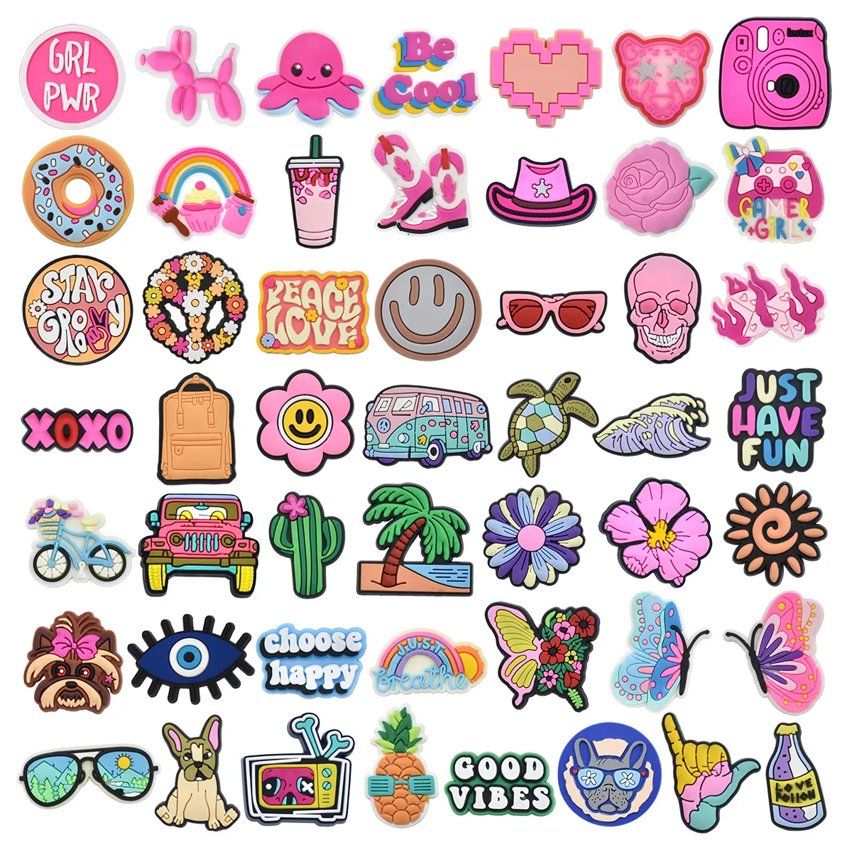 Cartoon Multicolor Cute Pattern PVC Soft Rubber Hole Shoes Bag DIY Accessories Shoe Buckle