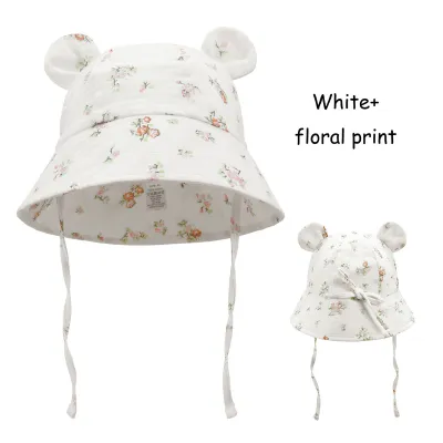 Baby Cartoon Printed Cotton Breathable Sunscreen Bucket Hat