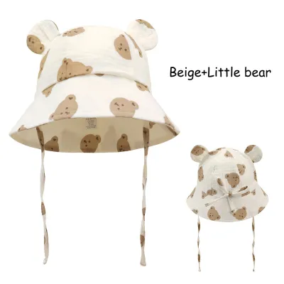 Baby Cartoon Printed Cotton Breathable Sunscreen Bucket Hat