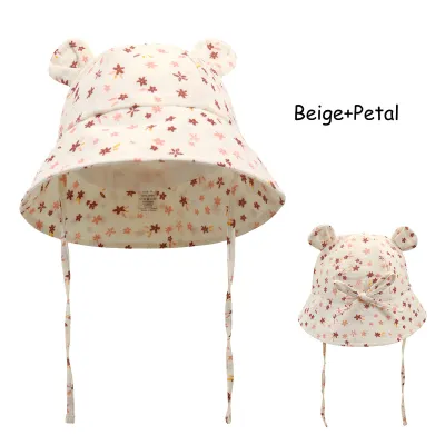 Baby Cartoon Printed Cotton Breathable Sunscreen Bucket Hat