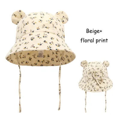 Baby Cartoon Printed Cotton Breathable Sunscreen Bucket Hat