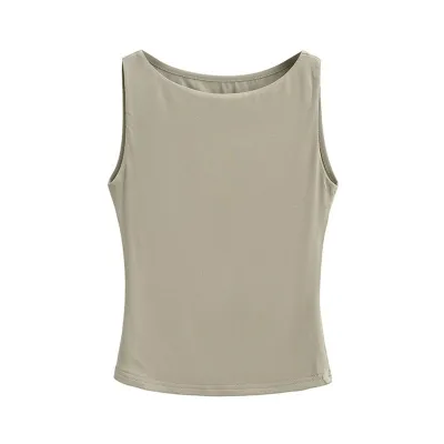 Women Casual Solid Color Sleeveless Slim-Fit Pullover Tank Top