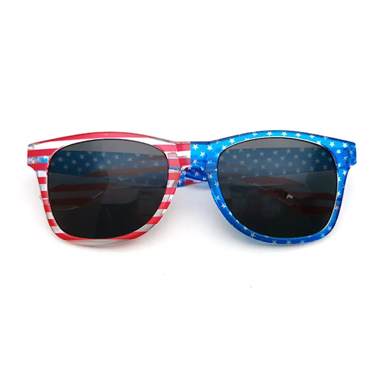 Fashion Casual American Flag Transparent Square Frame Sunglasses with PC Lens