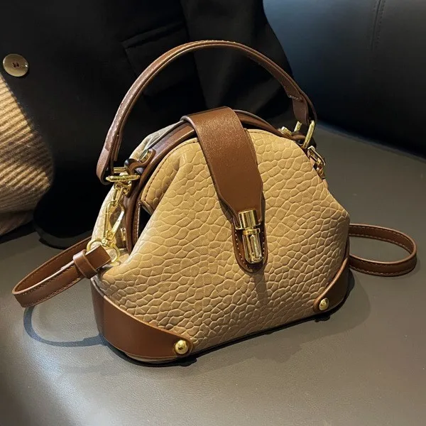 Women Fashion Casual Color Block Crossbody Bag PU Urban Simplicity Shell