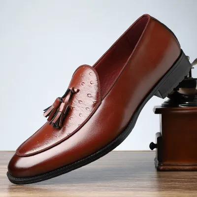 Men Fashion Casual Round Toe Business Leather Low Top Shoes