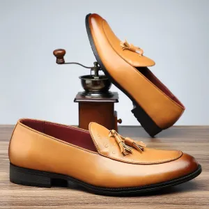 Men Fashion Casual Round Toe Business Leather Low Top Shoes