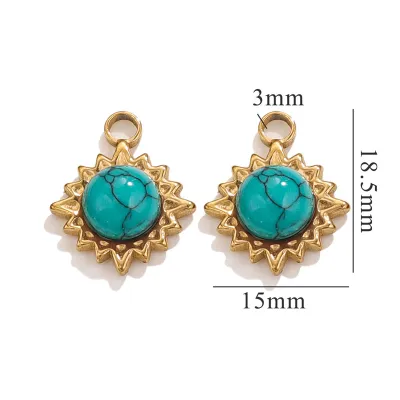 Vintage Turquoise Stone Pendant Snake Chain Stainless Steel Necklace