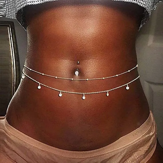 Women Fashion Sexy Double Layer Beaded Body Chain