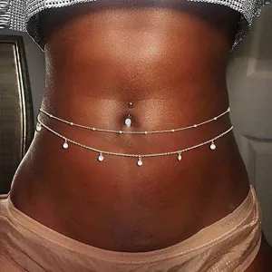 Women Fashion Sexy Double Layer Beaded Body Chain