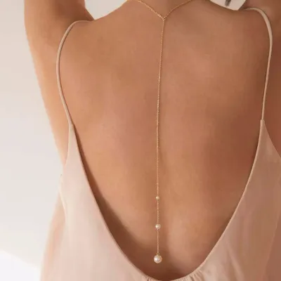 Women Fashion Sexy Simple Pearl Pendant Body Chain