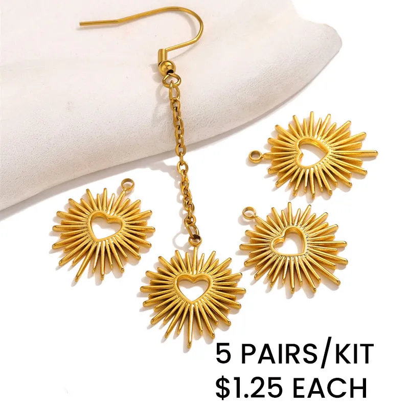 Stainless Steel Women Hollow Heart Tassel Earrings