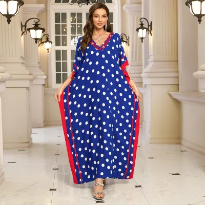 Women Fashion Casual Printed V-Neck Loose Beach Swimsuit Cover-Ups
