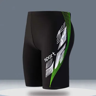Men Letter Print Color Matching Professional Racing Swimwear