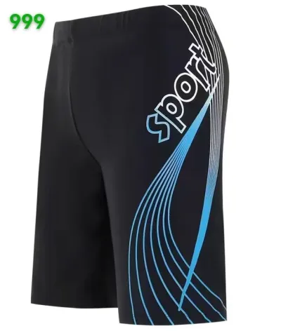 Men Letter Print Color Matching Flat Angle Professional Racing Swimwear