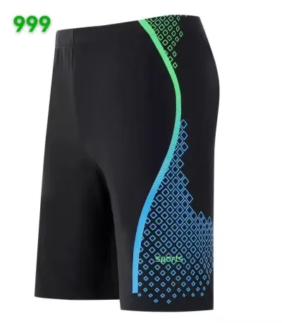 Men Letter Print Color Matching Flat Angle Professional Racing Swimwear