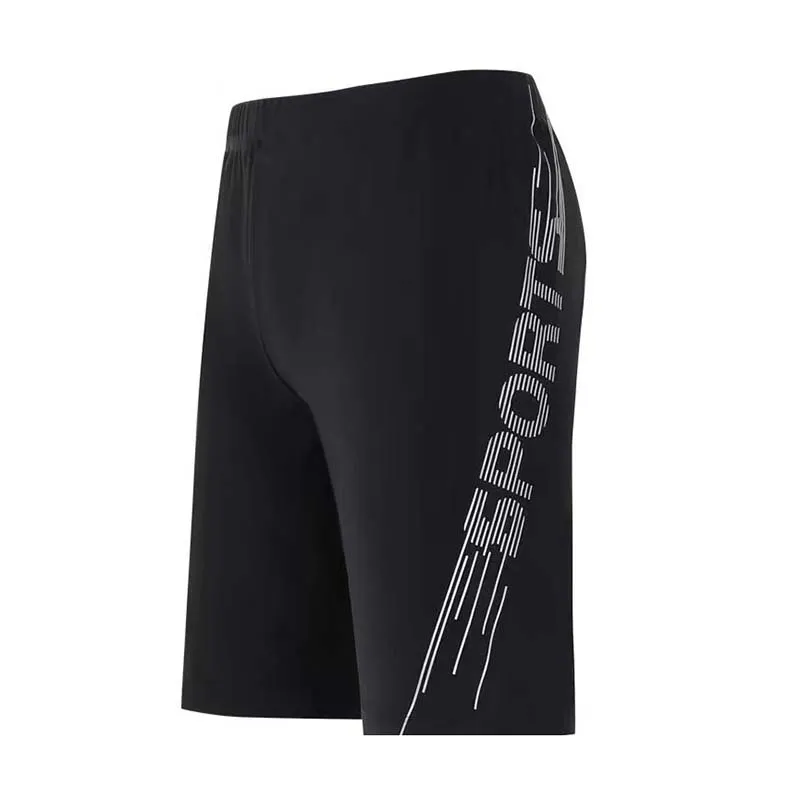 Men Letter Print Color Matching Flat Angle Professional Racing Swimwear