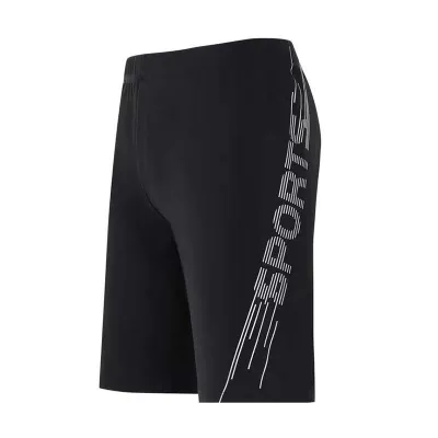Men Letter Print Color Matching Flat Angle Professional Racing Swimwear