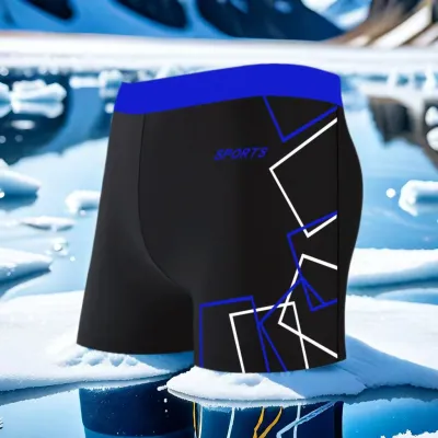 Men Letter Print Color Matching Flat Angle Racing Swimwear