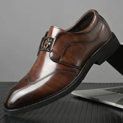 Men Fashion Retro Business Leather Shoes Low Top