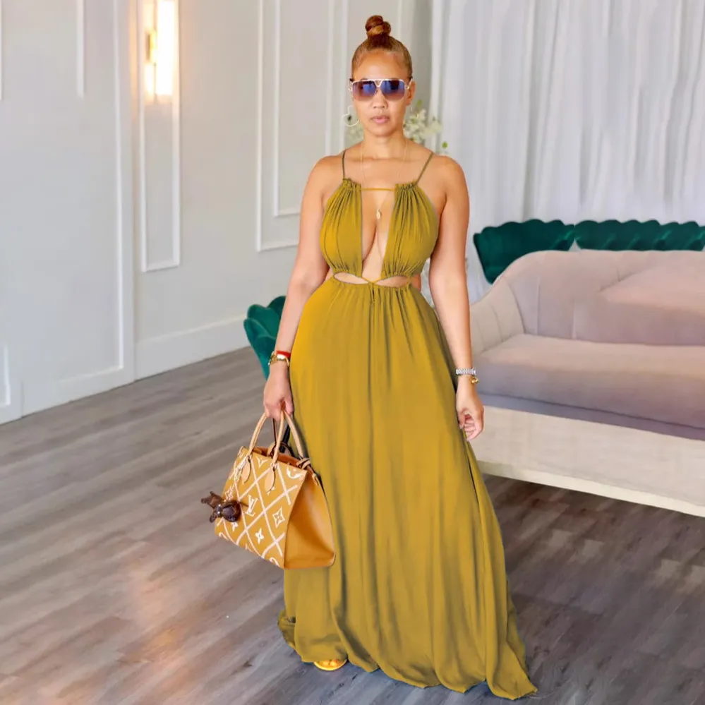 Women Sexy Hollow-Out Backless Sleeveless Maxi Dress - Street Hipster Style