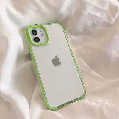 Fashion Simple Solid Color Transparent 3-In-1 Frame All-Inclusive Iphone Case For iPhone