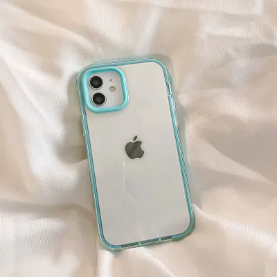 Fashion Simple Solid Color Transparent 3-In-1 Frame All-Inclusive Iphone Case For iPhone
