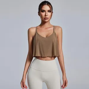 Women Solid Color Sleeveless Backless Cross Strap Yoga Sports Camisole