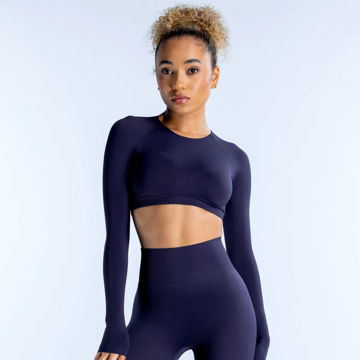 Women Sexy Backless Yoga Sports T-Shirt Long Sleeve Solid Color