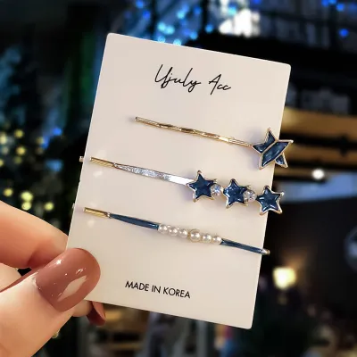 Women Fashion Love Star Side Hairpin 3pcs/Set Alloy Fresh Sweet