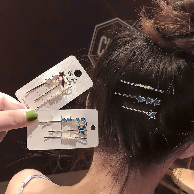 Women Fashion Love Star Side Hairpin 3pcs/Set Alloy Fresh Sweet